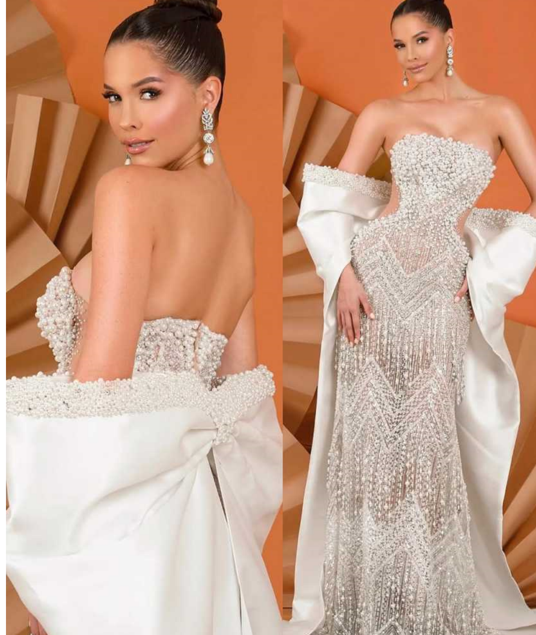 Luxury Wedding Dress Mermaid Gowns Strapless Sleeveless Sequins Pearls Lace Floor-Length Formal Bridal Gowns Plus Size Customized Vestido de novia