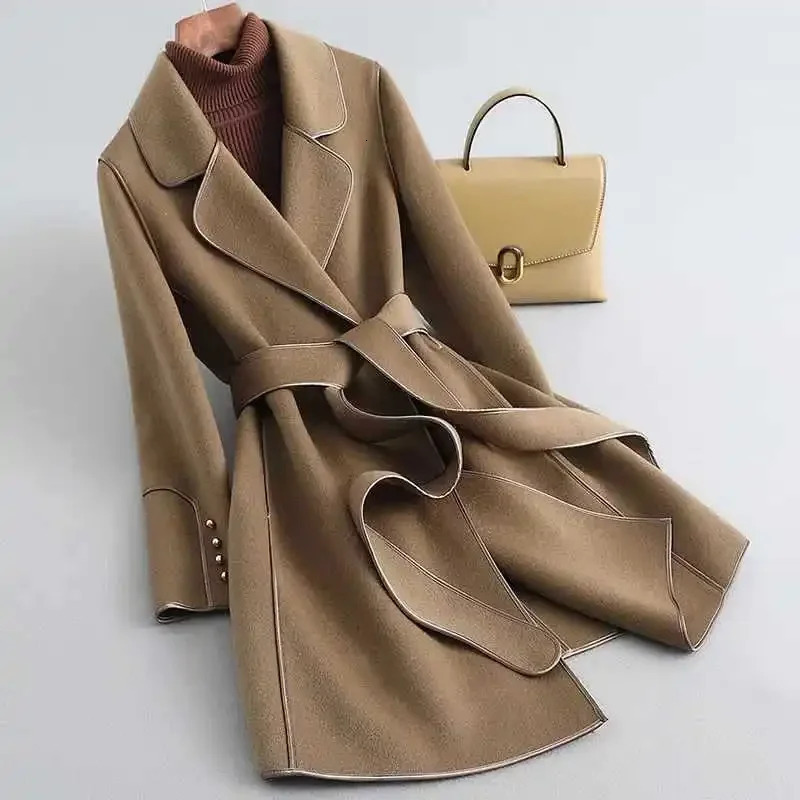 Plus Size HighEnd DoubleSided Woolen Coat Womens Fashionable Autumn Winter Style MiddleLength Elegant Korean Ou 250731