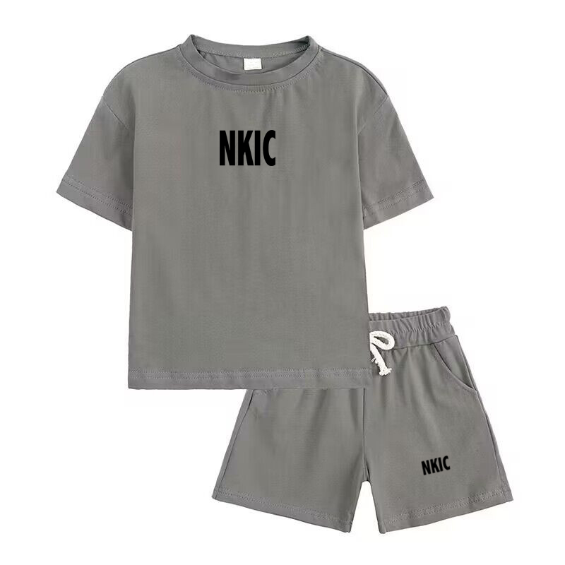 Children's Set Summer Short Sleeved Two-piece Sportswear for Boys Casual and Loose Outdoor letter Printed Children's Brand Clothing 1-1-image-1108043600