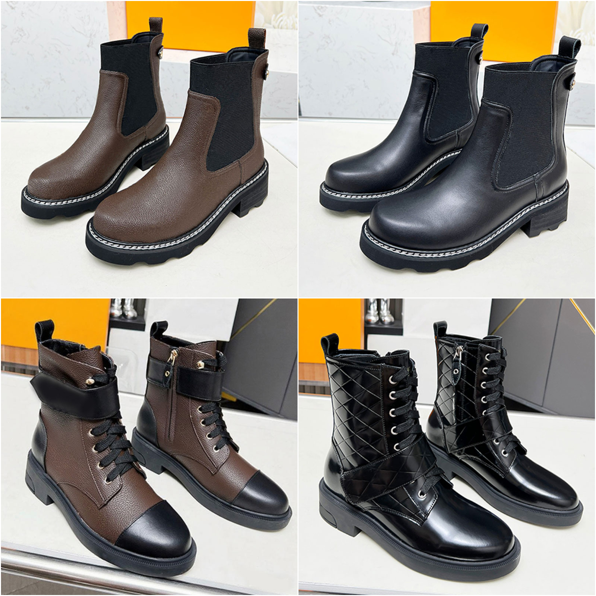 Women designer martin boots chelsea boots desinger womens boots luxury ankle booties autumn and winter boots citizen flat ranger boot slip on black