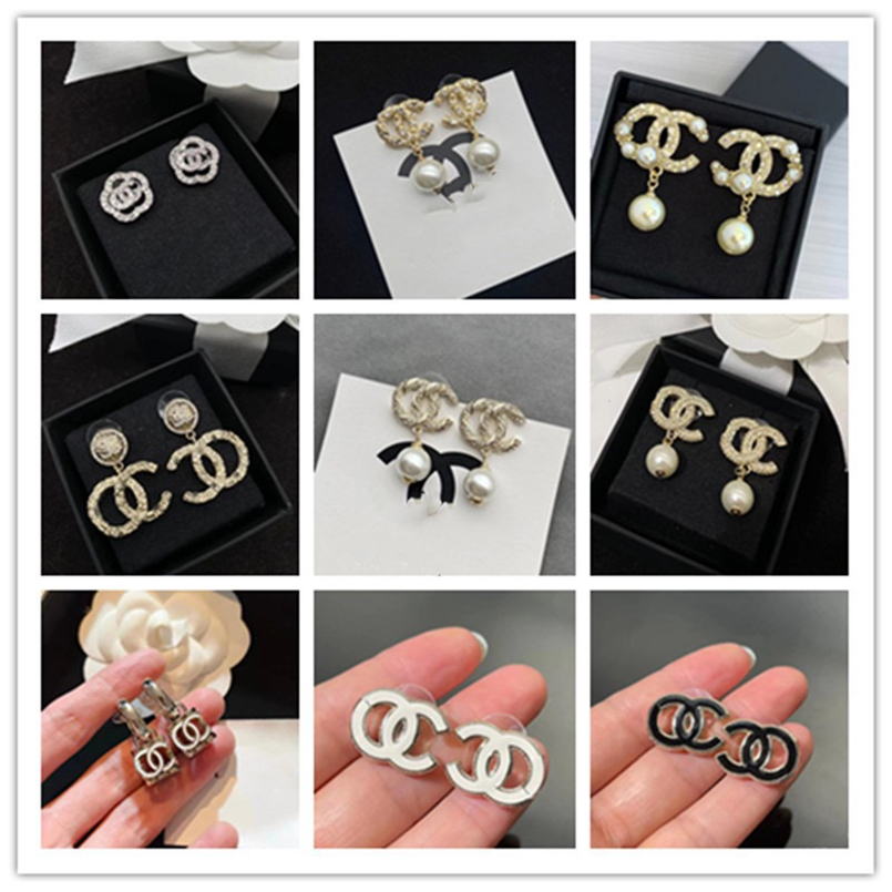 Earrings Designer Letters Stud Simple Gold Plated Brand Geometric Famous Women Round Crystal Rhinestone luxury lady fashion Pearl Earring Wedding Je