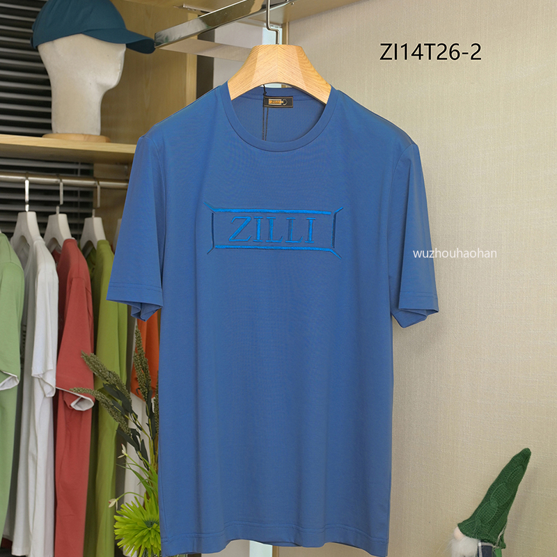 Men Short-sleeved T-shirt Cotton Spring and Summer zilli Leisure Round Neck Breathable and Comfortable Outdoor Sports Shirts Z1289