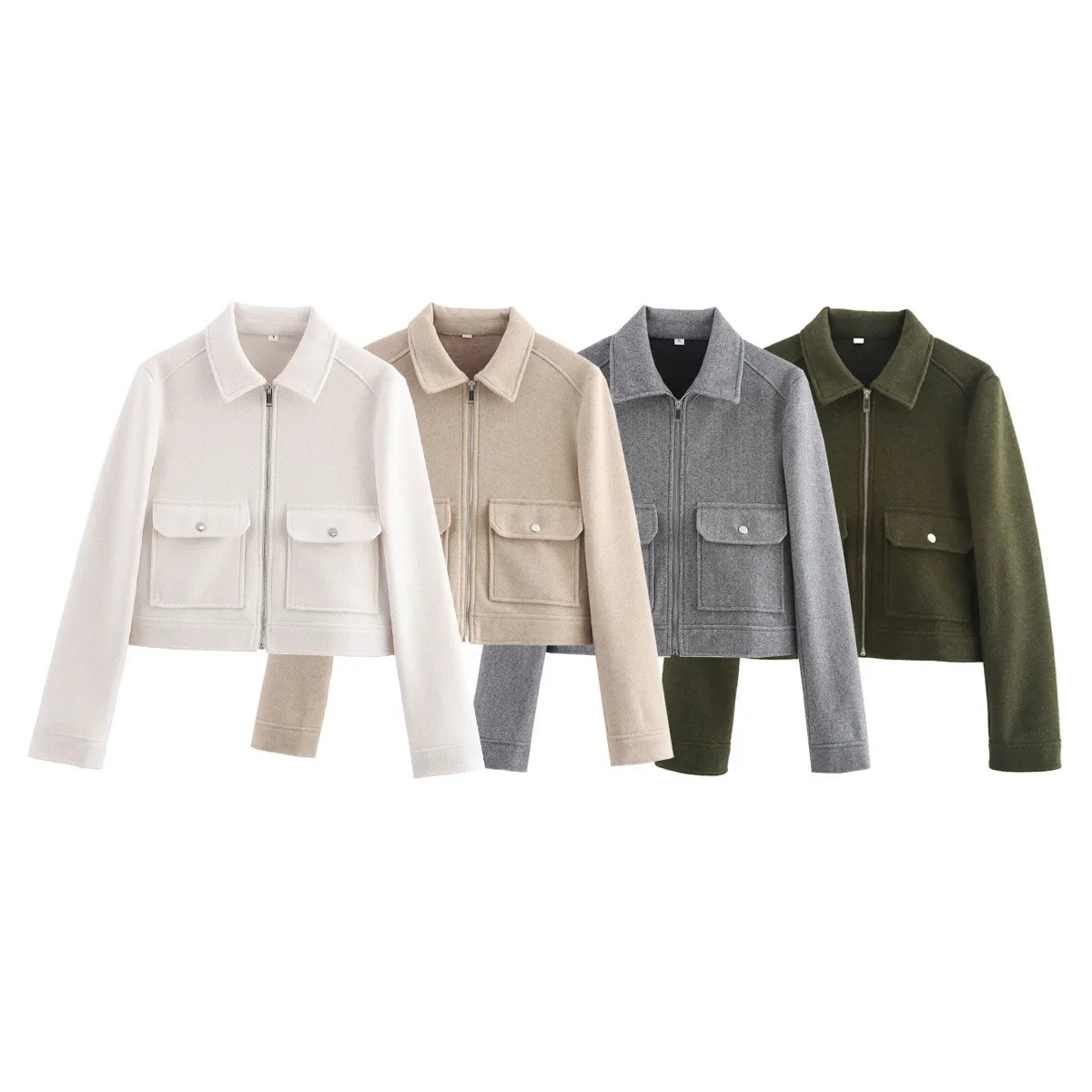 Autumn Winter Style Womens Fashionable MultiColor Lapel Large Pocket Casual Soft Wool Jacket 250731