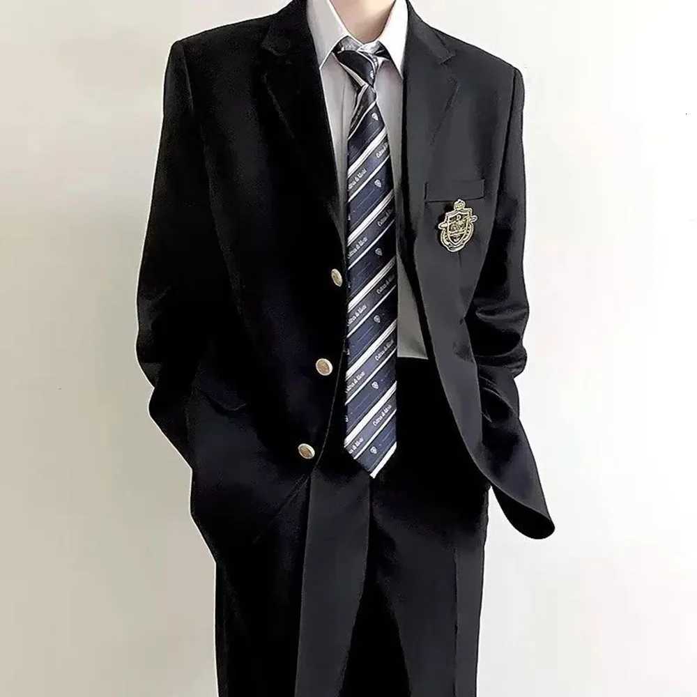2024 Y2K Mens Jacket Tie Badge Suit Autumn Casual College Style Class Japanese Uniform Youth Trend Windproof Top Mens Clothing XJ250801