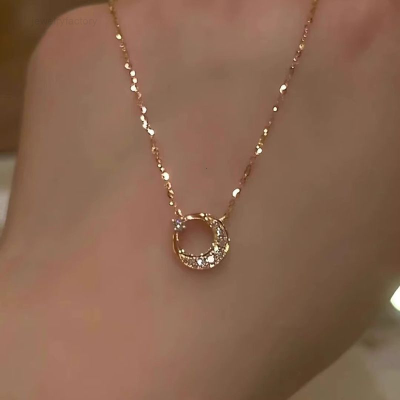 Designer Necklace Luxury Titanium Steel New Year Style Sun Moon Star for Women Exquisite Light Luxury Moon Pendant Stainless Steel Clavicle Chain