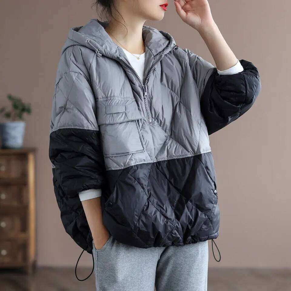 2021 Autumn And Winter New Lightweight Casual Loose Hooded Pullover Warm Puffer Jacket Women's Clothing J15478