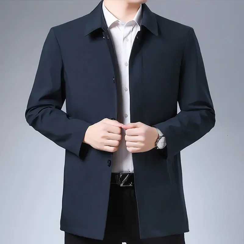 Casual Business Lapel Windbreak Jackets Men Coats New Brand Top Quality Spring Mens Trench Coat Solid Color Mid-length Jacket XJ250801