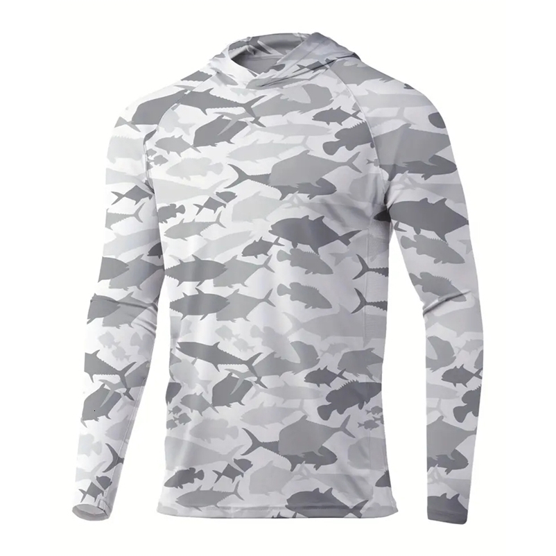 Mens Sun Protection Hooded T-shirts UPF 50 Long Sleeve Quick Dry Breathable Hiking Go Fishing Shirt UV-Proof TOPS 4XL 250724