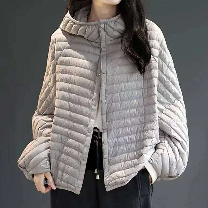 2024 New Autumn/Winter Jacket Fashion Lightweight Hooded Loose Parker Down Cotton Coat Women's