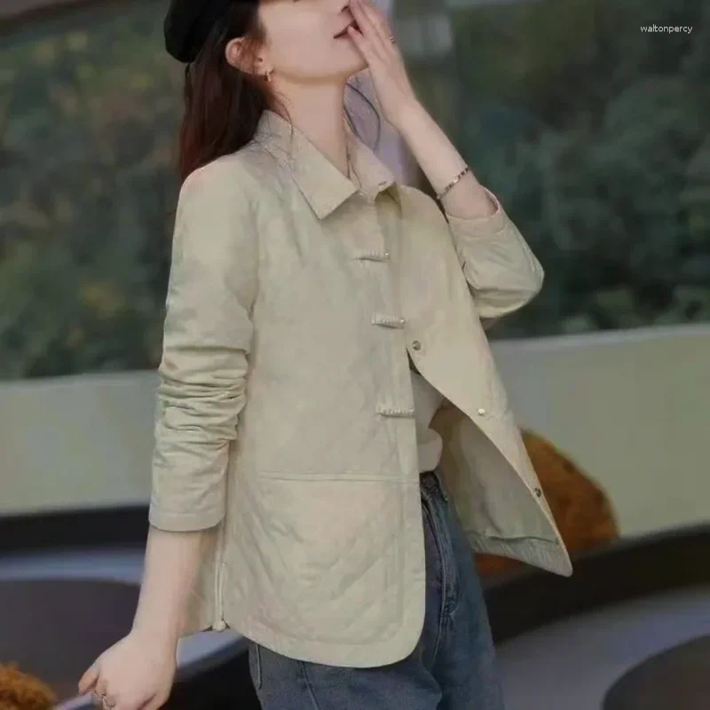 Women's Jackets Spring Autumn Chinese Style Button Middle-aged Mother's Fashionable Versatile Jacket Retro