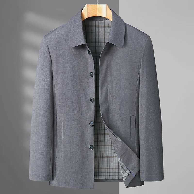 Handsome Middle-aged Mens Casual Executive Coat Spring Autumn Fashion Business Jacket with Buttons M-4XL 2024 Style XJ250801