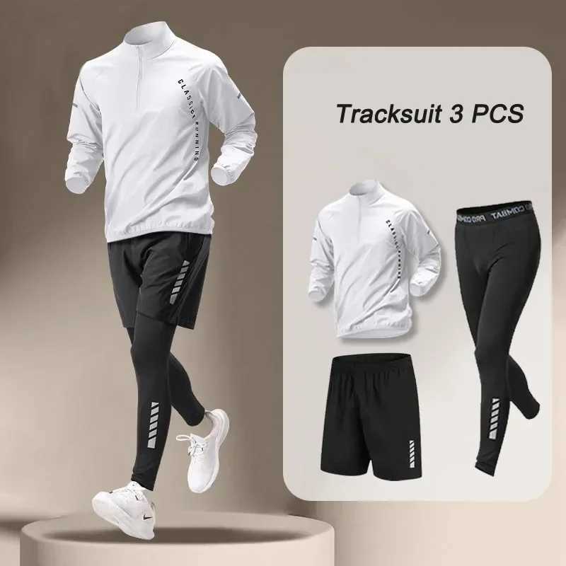 1-3 PCS Outdoor Mens Quick Dry Jacket Suit 1-3 piece Running Sets Sports Jogging Pants Workout Sportswear Equipment L260529