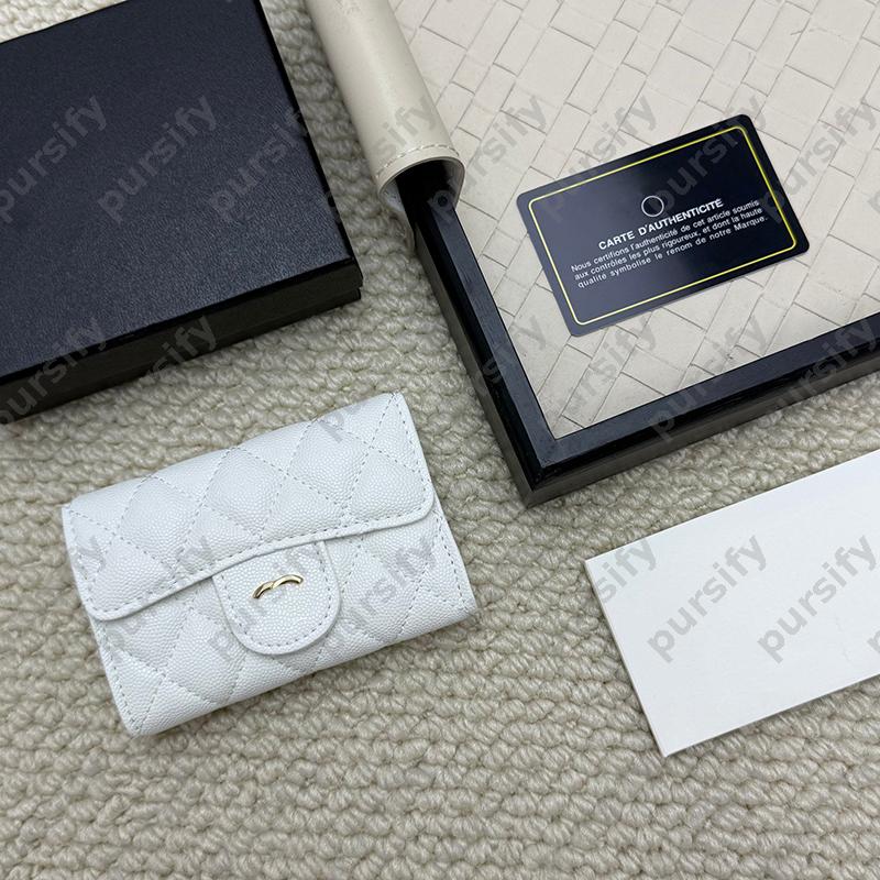 Designer Cardholder Zero Wallet Caviar Diamond Grid Patterned Womens Card Bag Mens Short Wallets Zipper Coin Purse Large Capacity Card Holders CSD25