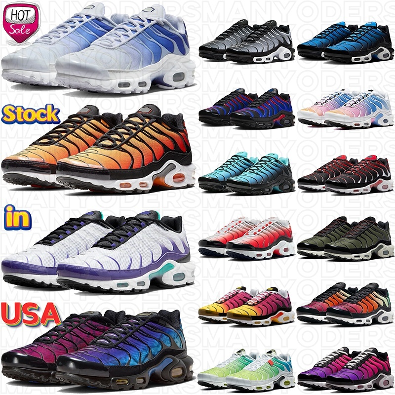Tns chaussures de running outdoor homme femme spray paint White Grape Ice triple black sunset Aquarius Blue Fire baskets Tn Plus mesh respirantes