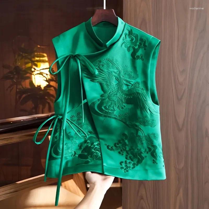 Women's Jackets Vests For Women Vest Coat Spring And Summer National Tide Retro White Stork Embroidery Lace Chinese Style