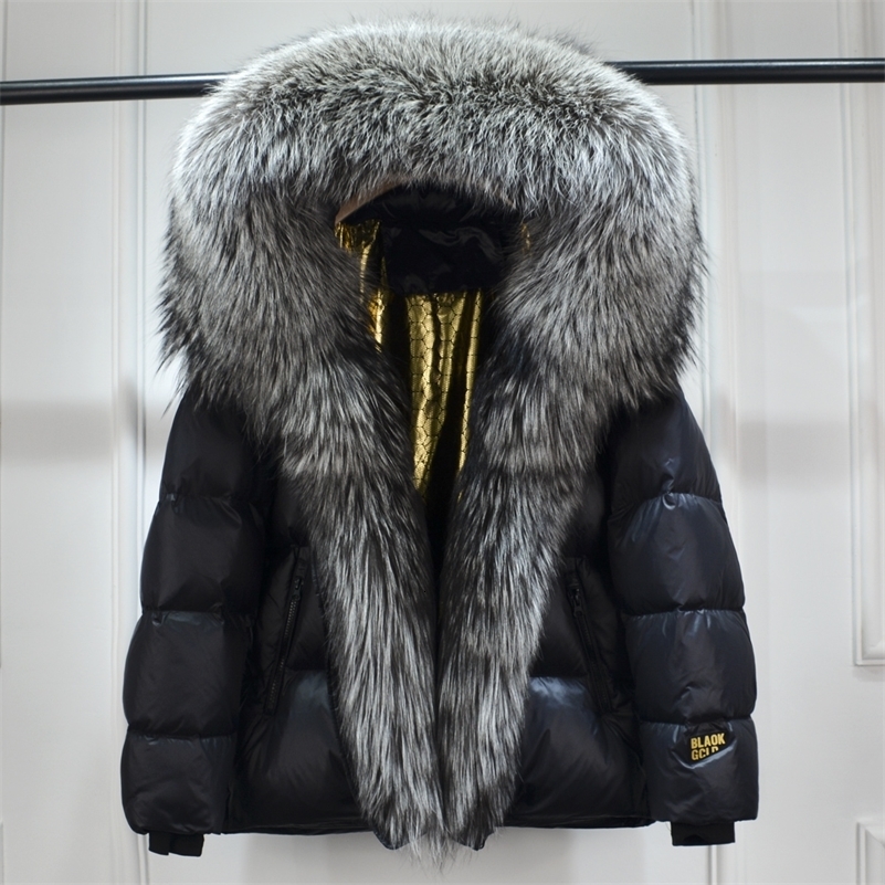 Women Winter Hooded Puffer Coat Large Fox Fur Down Jacket Female Loose Waterproof Parka Zipper Outerwear 250724CJ