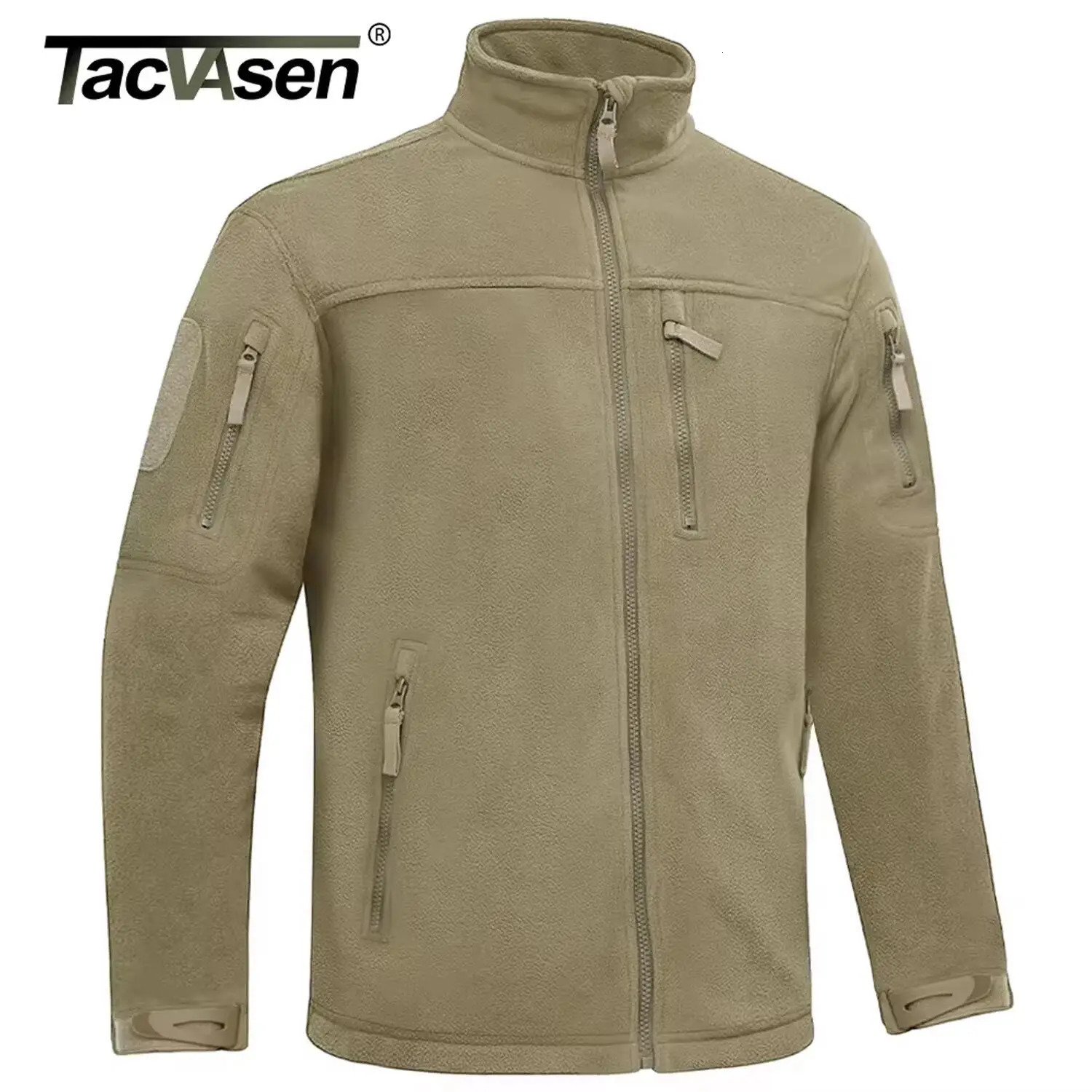 TACVASEN Winter Fleece Jacket Mens Zipper Pockets Work Thermal Warm Full Zip Fishing Hiking Coats Outwear Man Windbreaker 250731