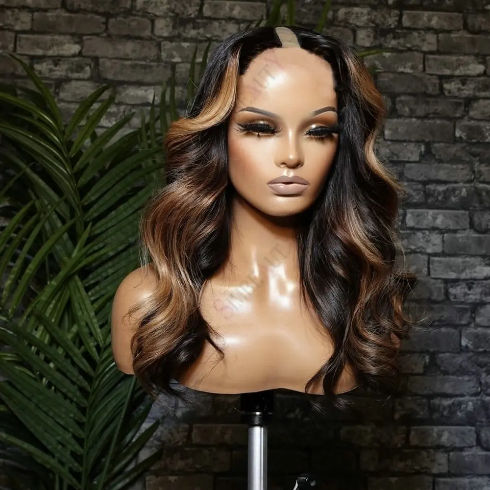 Chic golden Blonde hot u part wig human hair ombre bouncy curls brazilian hair wig top quality hot selling