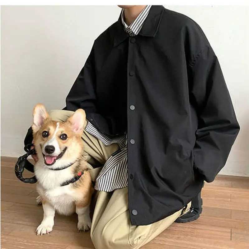 Jacket for men and women autumn winter Korean trend loose cargo shirts gown simple versatile casual lapel jacket unisex button-up coats XJ250801