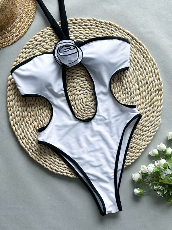 women maillot de bain swimsuits designer womens One-piece women's bikini 3D stereoscopic flower solid color sexy swimsuit