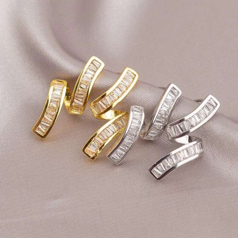 Korean Style Fashion New Trendy Super Shiny Zircon Face Slimming Stud Niche Design High-end Earrings