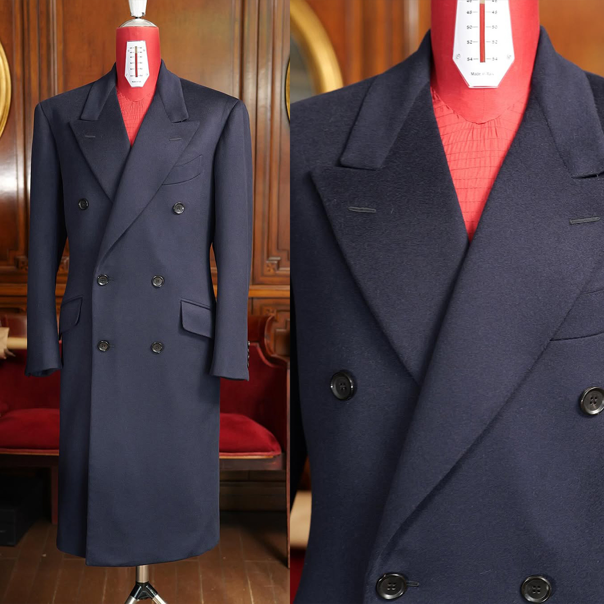 Customized Wedding Tuxedos Coat Men Over Jacket Overcoat Double Breasted Peaked Lapel Long Plus Size Warm Formal Business Costume