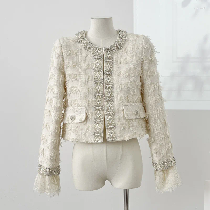 Women's Jackets 2025 Autumn Winter Tweed For Women Korean Fashion Sweet All-Match Woolen Coat Outerwears Chaquetas Veste