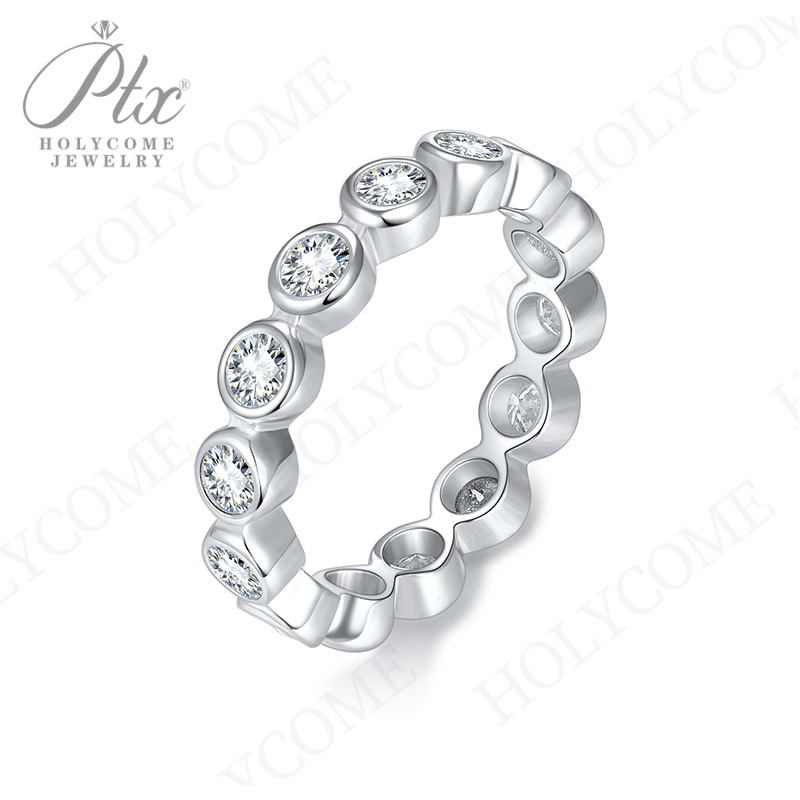 Original Band Rings Sets for Women Men 925 Sterling Silver Pave Setting Full Simulated Diamond Eternity Engagement Wedding Stone Ring