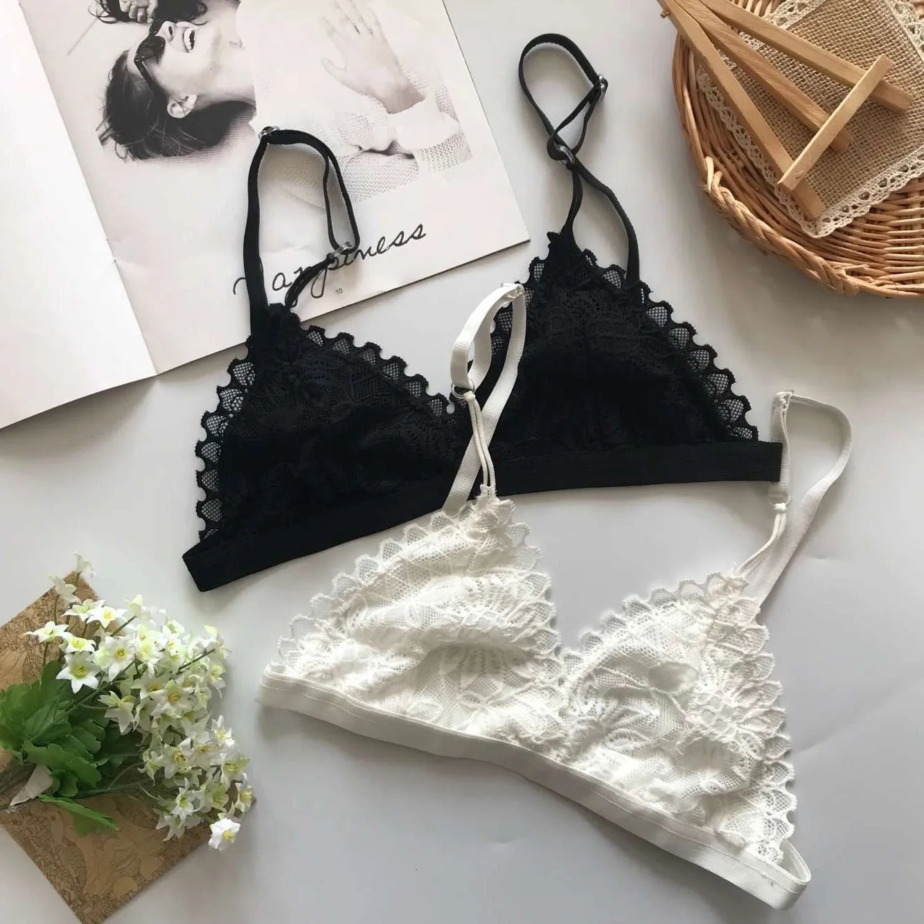 SP CITY Summer Sexy Lace Tube Top Women Hollow Out Bralette Thin Chest Girl Bras Seamless Transparent Lingerie French Underwear 250724