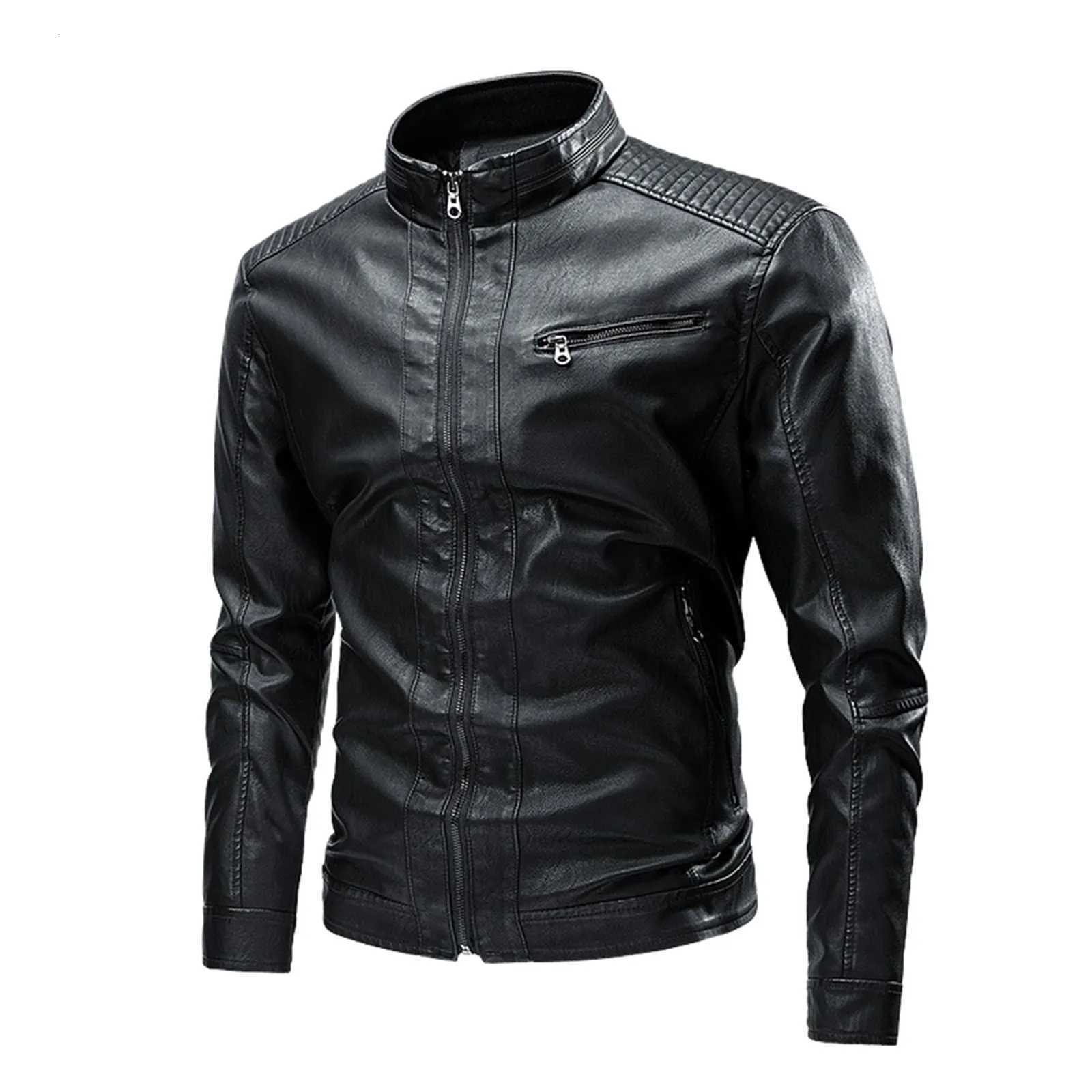 Mens New Lapel Leather Jacket Mens Faux Leather Jacket Stand Motorcycle Leather Jacket Casual Lightweight Mens Clothing XJ250818
