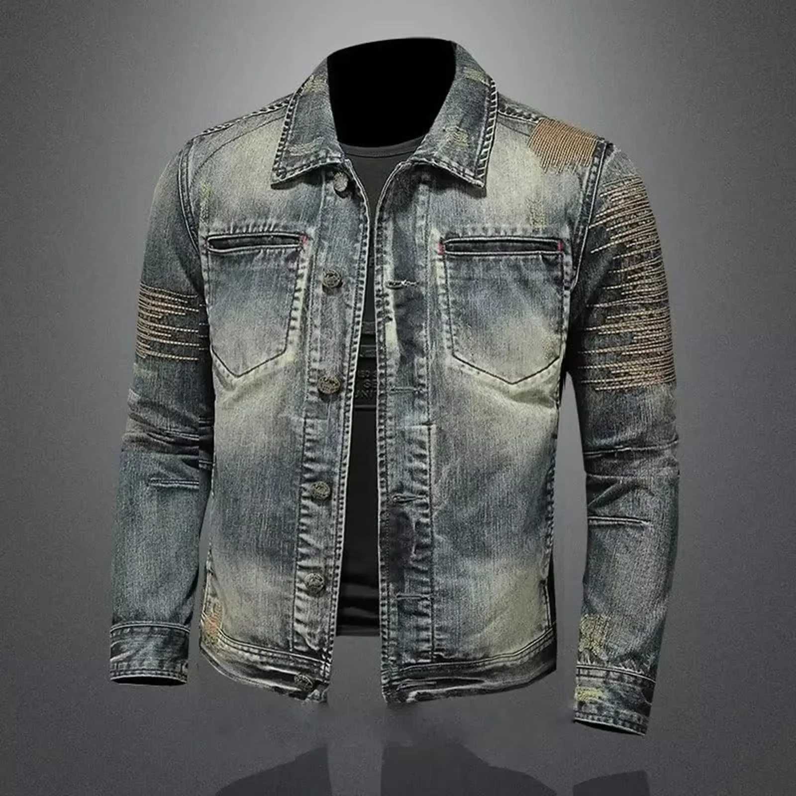 Vintage Denim Jacket With Zip Stand Up Cotton Slim Fit Denim Coat Winter Fashion New Mens Cotton Jacket Winter Jacket Men XJ250801