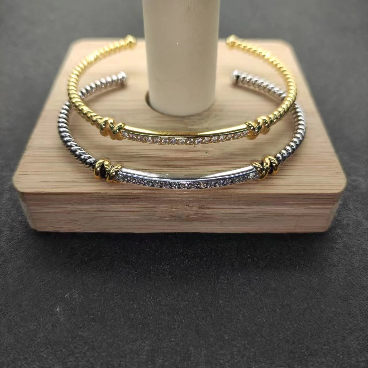S925 Sterling Silver New 3mm Gold Wire Edging Bracelet Neutral Personality Classic Fashion Retro Trend Luxury Jewelry Gift