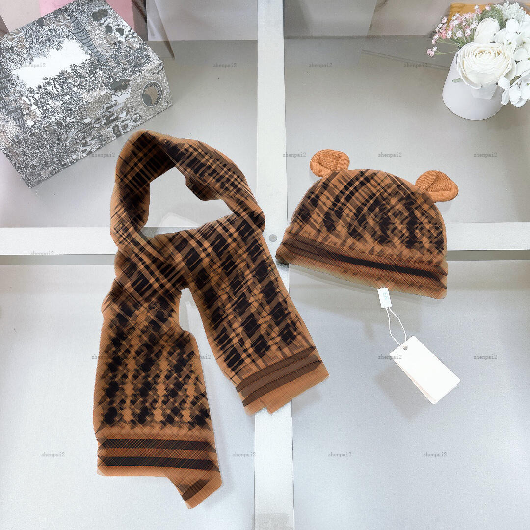 Luxury baby scarf Winter warm Knitted hat kids Accessories Multi color design neckerchief Knitted hats and scarves A000X10N240-a
