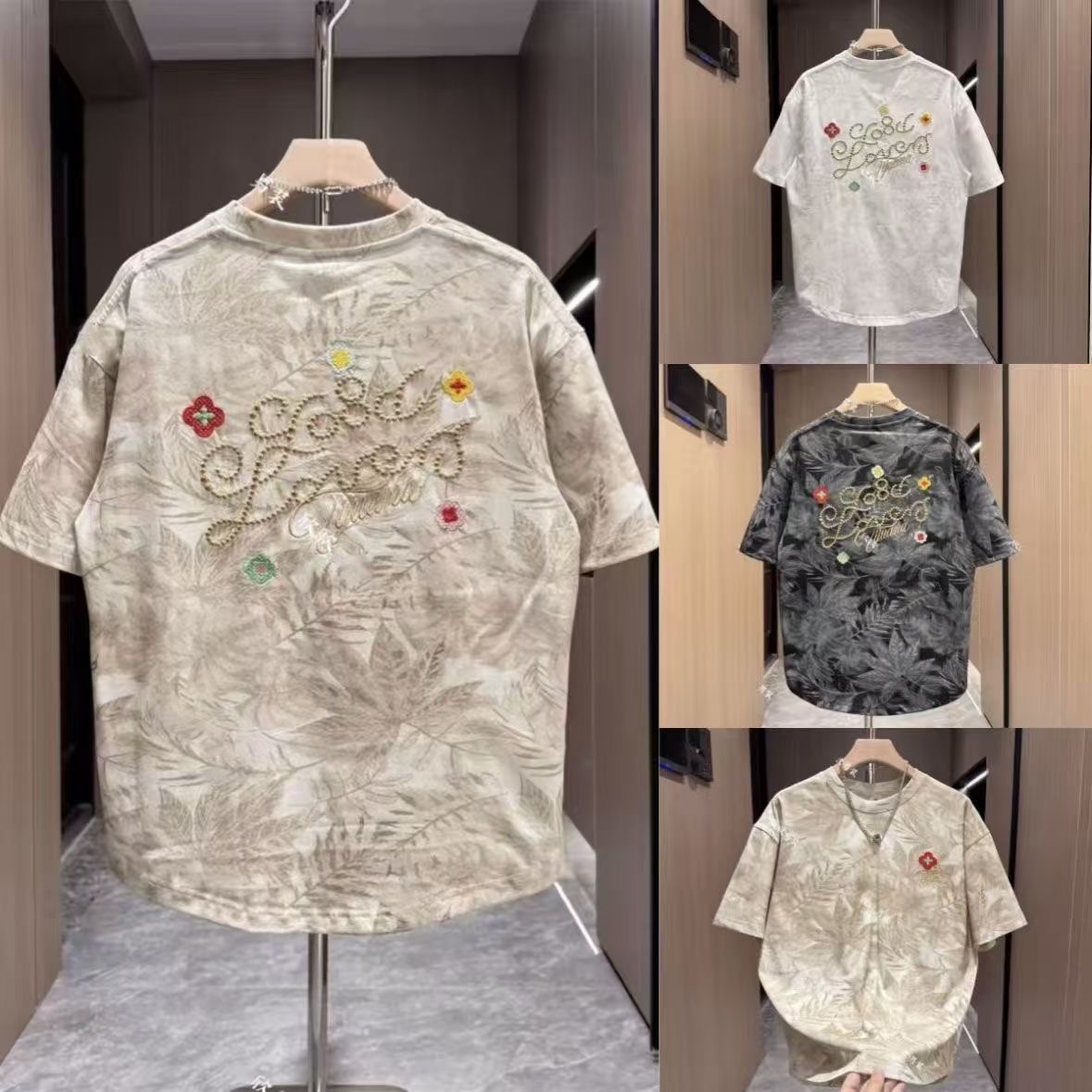 Designer trend new T-shirt Men's T-shirt print pattern round neck fashion brand short sleeve shirt large size L-5xl