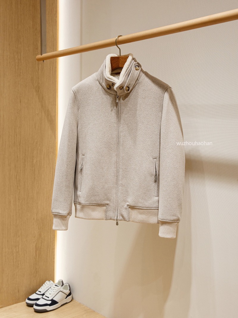 Designer Fur Coats Men Autumn and Winter Wool Blended Stand-up Collar Splicing Lamb Wool Warm Padded Coat B1289