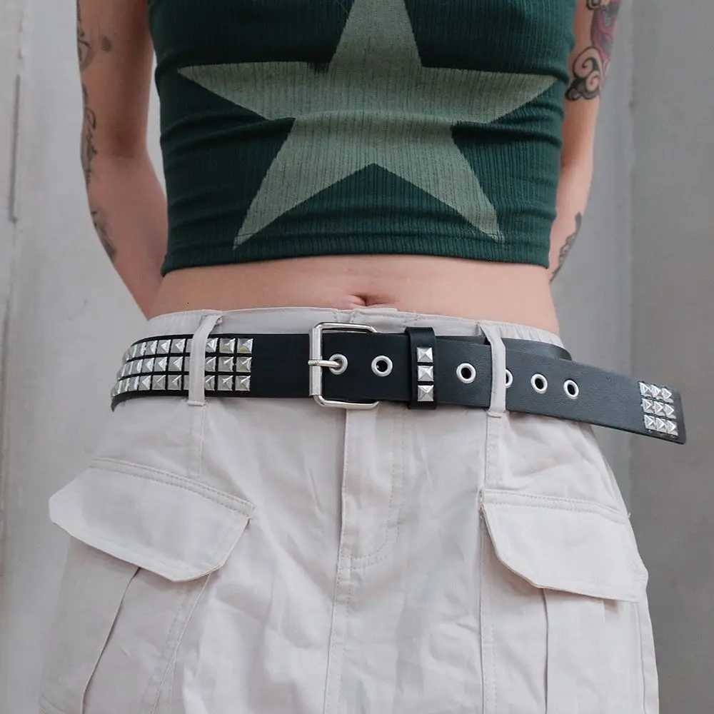 Womens New Square Beads Rivets Metal Pyramid Belt Men and Women Punk Retro Harare Jeans Belt Designer Belt Ladies Belt XJ250801