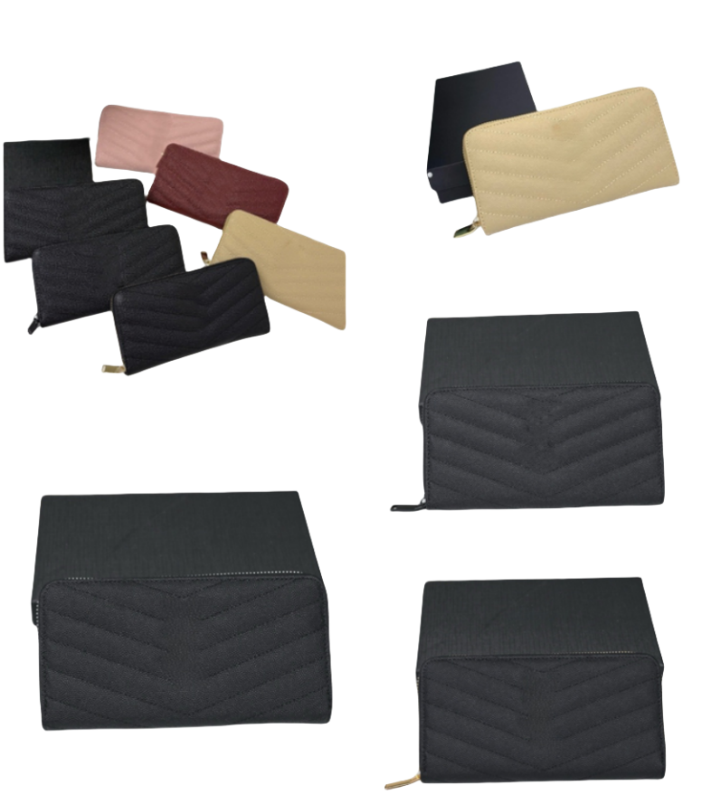 Designer Fashion women Zipper long wallet wallets Genuine Leather wallet single zipper wallets lady ladies long classical purse card 358094 Black sl
