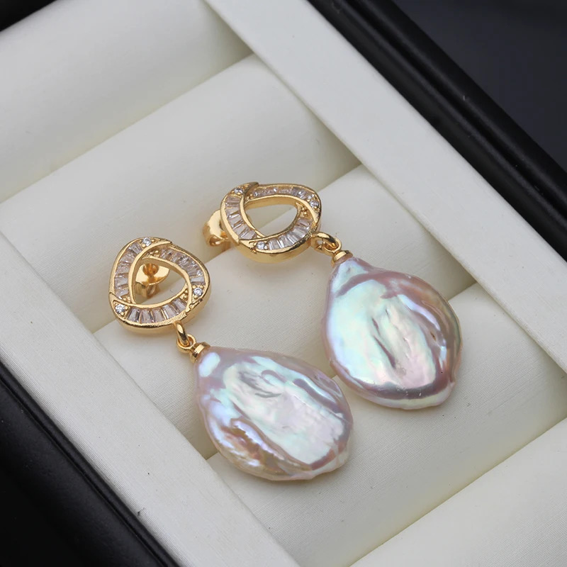 Real Natural Baroque Pearl Earrings For Women925 Sterling Silver Freshwater Pearl Drop Earrings Wife Anniversary Gift White 250729