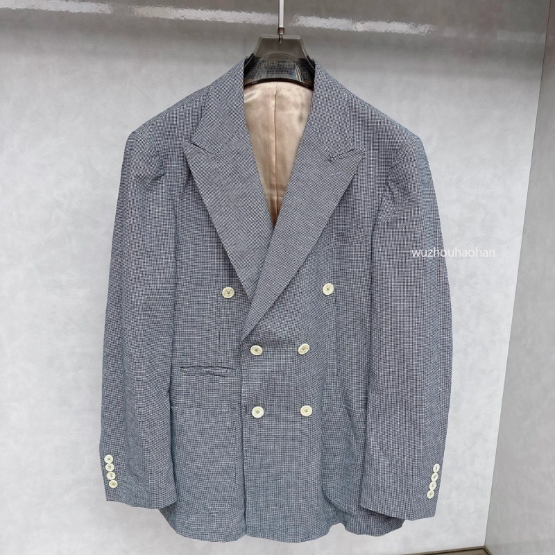 Designer Men Blazers Autumn and Winter Double-breasted Lapel Slim Fit Business Casual Plaid Suit Jacket B1289