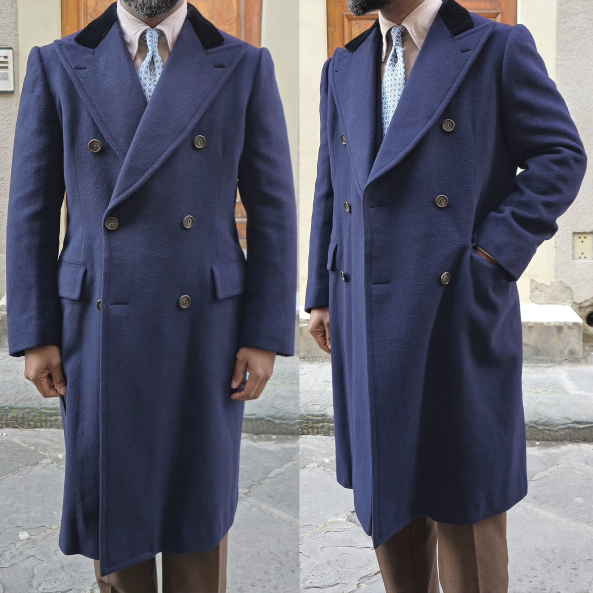 Peaked Lapel Wedding Tuxedos Woolen Blend Coat Men Overcoat Double Breasted Long Plus Size Warm Formal Business Costume Customized
