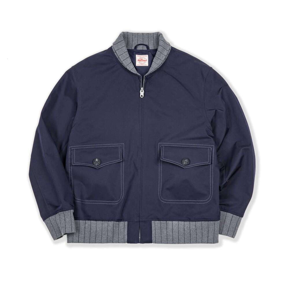 Designer Clothing 2025 Retro A1 Flight Short Blue Jacket With Contrast Color Splicing Baseball Uniform Coat For Men's Overcoat Spring And Autum