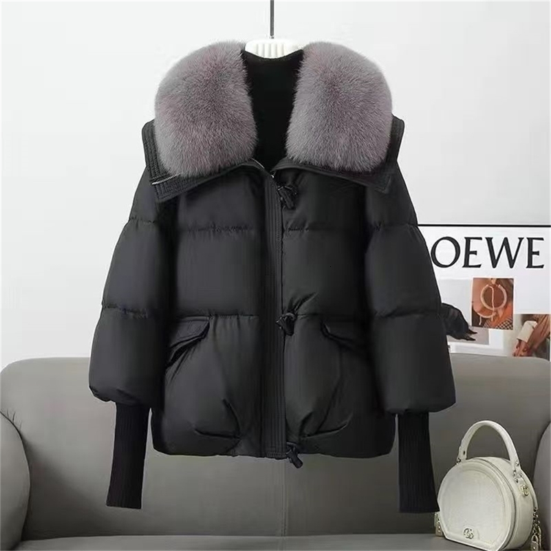 Autumn Winter Fashion Western Style Thick Korean Short Loose Fur Collar Cotton-padded Jacket 250724