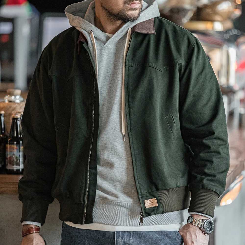 Maden Retro Heavyweight Santafe Canvas Jackets Cotton Corduroy Lapel Ribbed Hem Cuffs Short Jacket for Mens Autumn Overcoat XJ250801