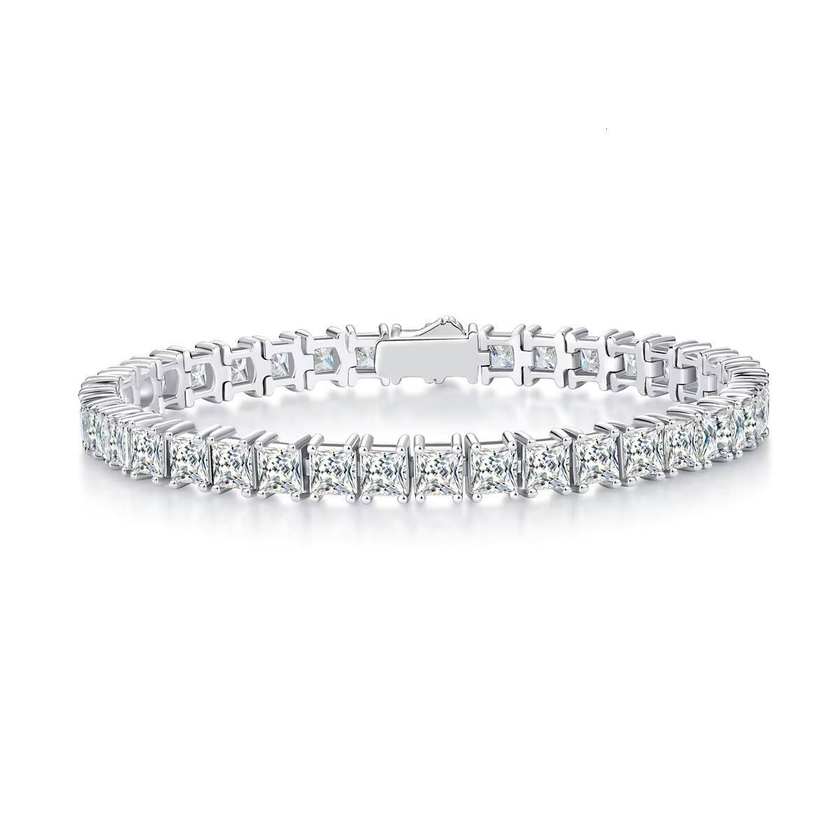 925 Silver Plated 18K White Gold Moissanite Tennis Bracelet for Womens Jewelry Exquisite and Fashionable Engagement Gift