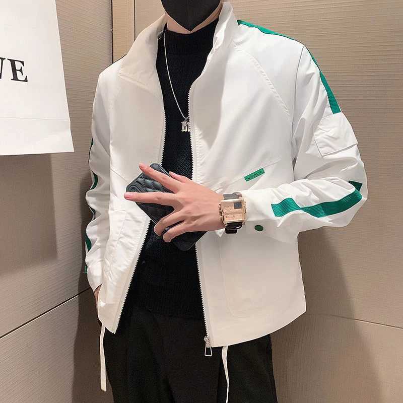 Autumn Winter Loose Casual Patchwork Jacket Men Turn Down Collar Zipper Coat Male Fashion All-match Cardigan Outerwear Top Men XJ250801