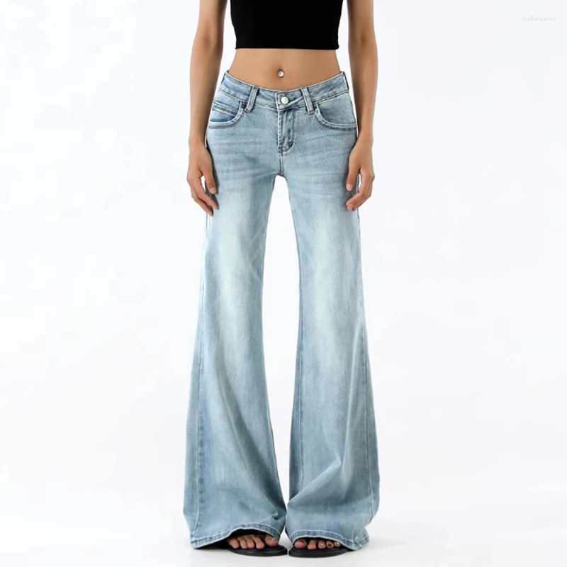 Women's Jeans Y2k Vintage Women High Waist Zipper Button Solid Trousers With Pockets Aesthetic Streetwear Washed