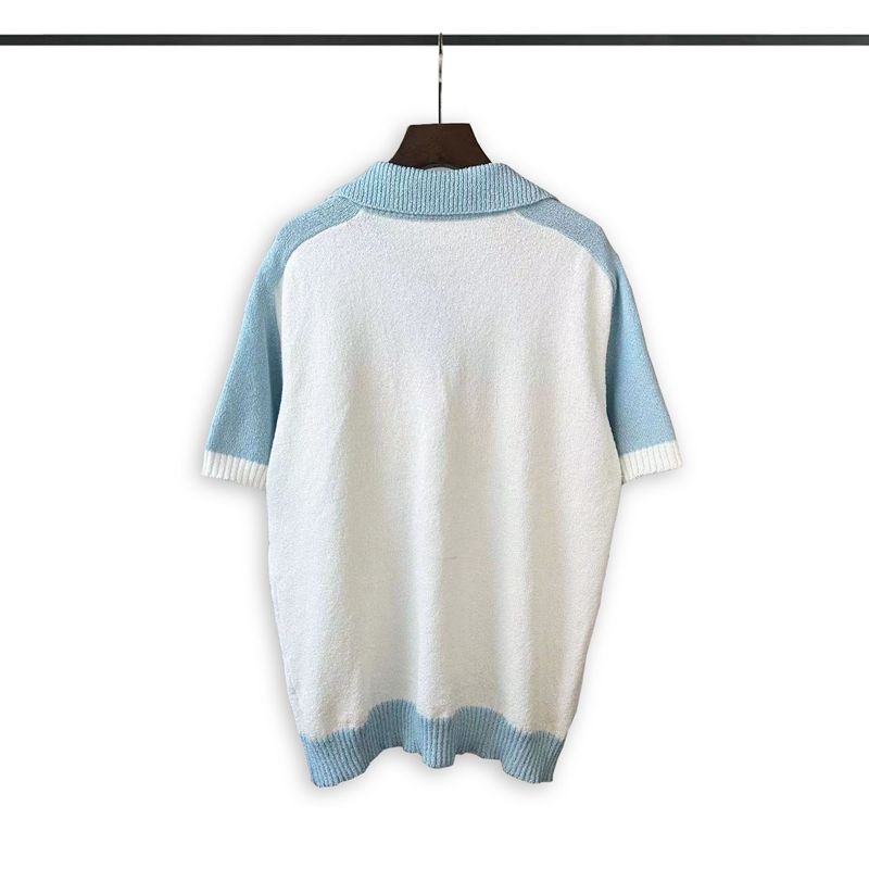 Men's New Knitted Short Sleeve Top Designer T-shirt Pearl Knitted Button Color blocked Knitted Sweater Hawaii Sweater