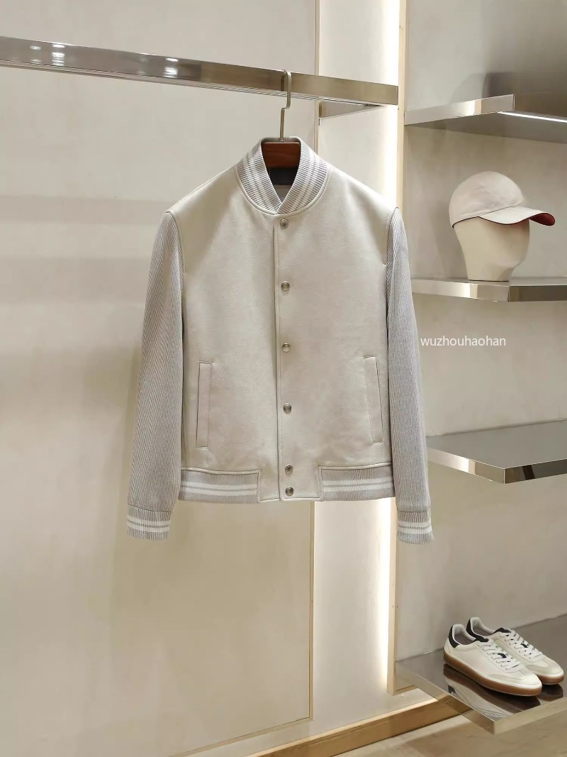 Men Jackets Autumn and Winter Knitted Sleeves Spliced Real Suede Baseball Collar Jacket Coat B1289