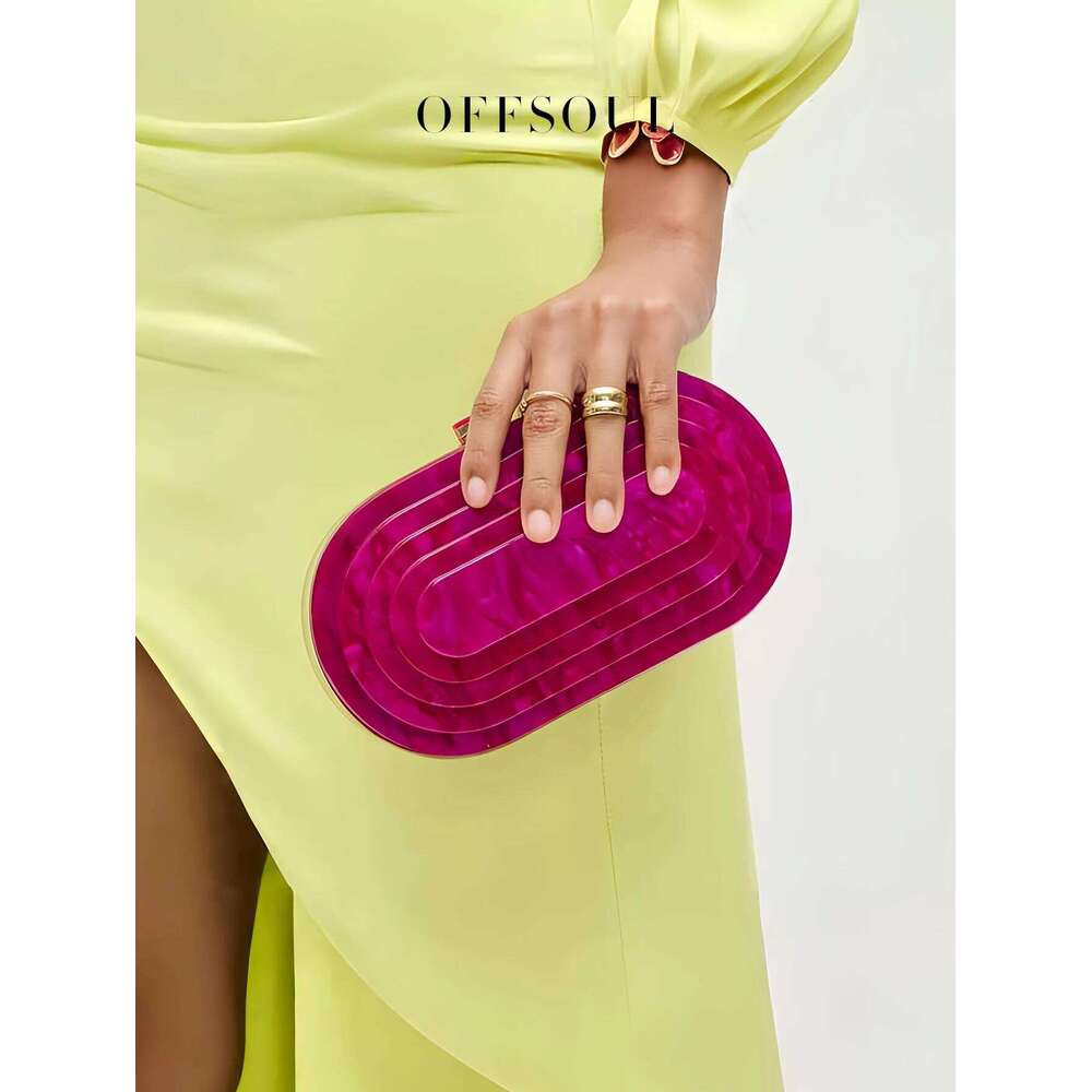 European and American Niche Fashion Semi-Circle Acrylic Streamer Layered Style Hand-Held Banquet Versatile Dinner Celebrity Party Evening Bag