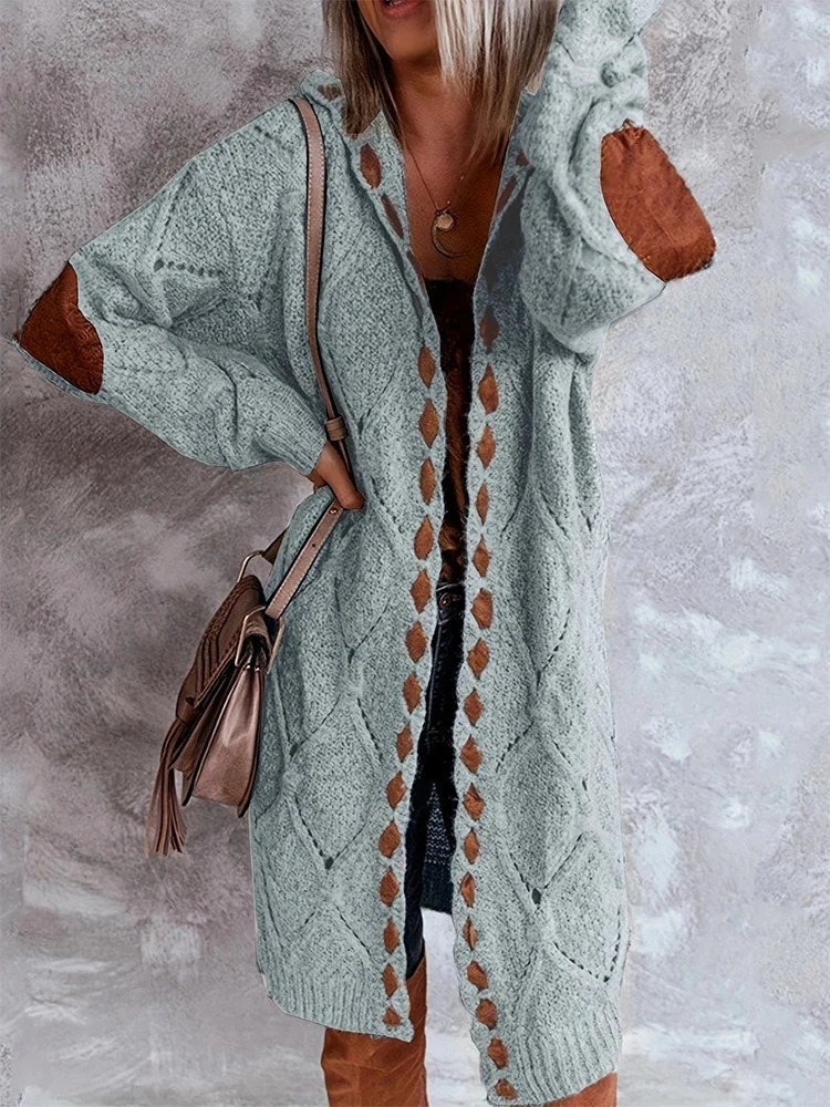 Plus Size Fall and Winter Womens Hooded Cardigan Casual Knitted Temperament Elegant Loose Sweater 250801